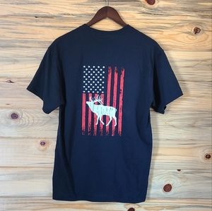 Panguitch Lake Utah Black American Flag T Shirt Men's Size Medium